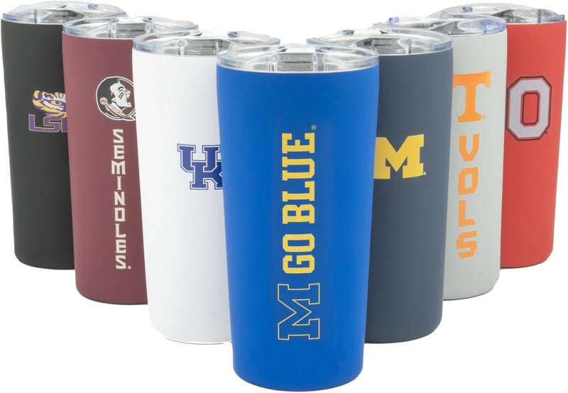 Decorvo Officially Licensed Collegiate Stainless Steel Tumbler - Double Walled Insulated Travel Tumbler with Slide Lid - 18 oz (Michigan - Blue) - Image 1